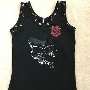 Skull and Rose Tank Top